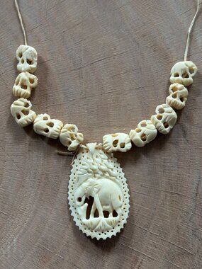 Vintage Carved Bone Necklace